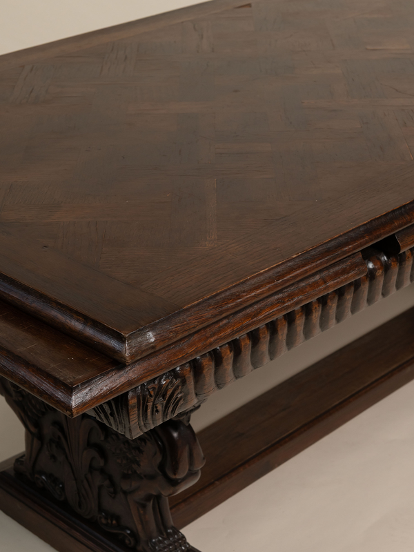 Victorian Carved Oak Library Table