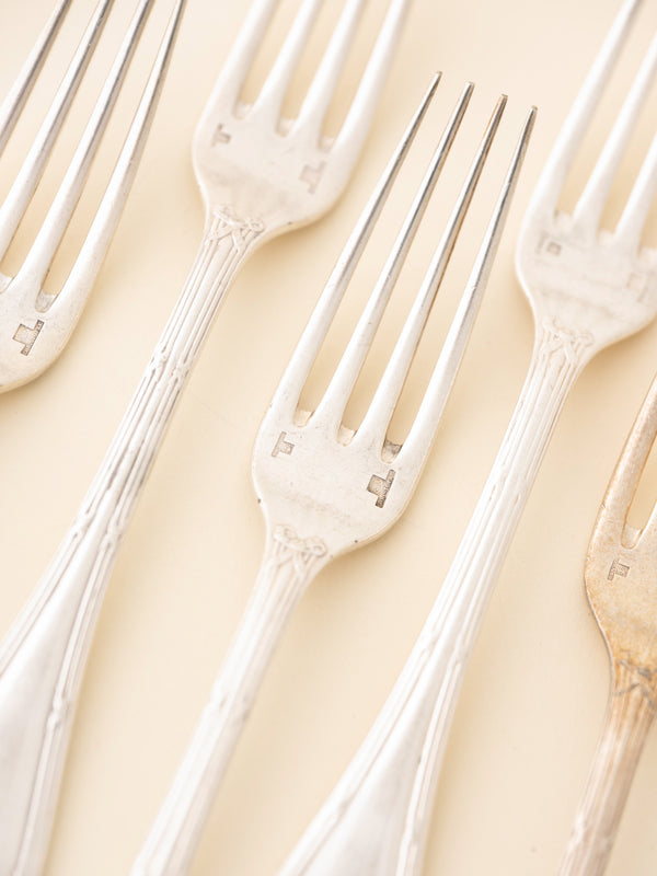 Vintage Silver Christofle Rubans Table Forks, Set of 6