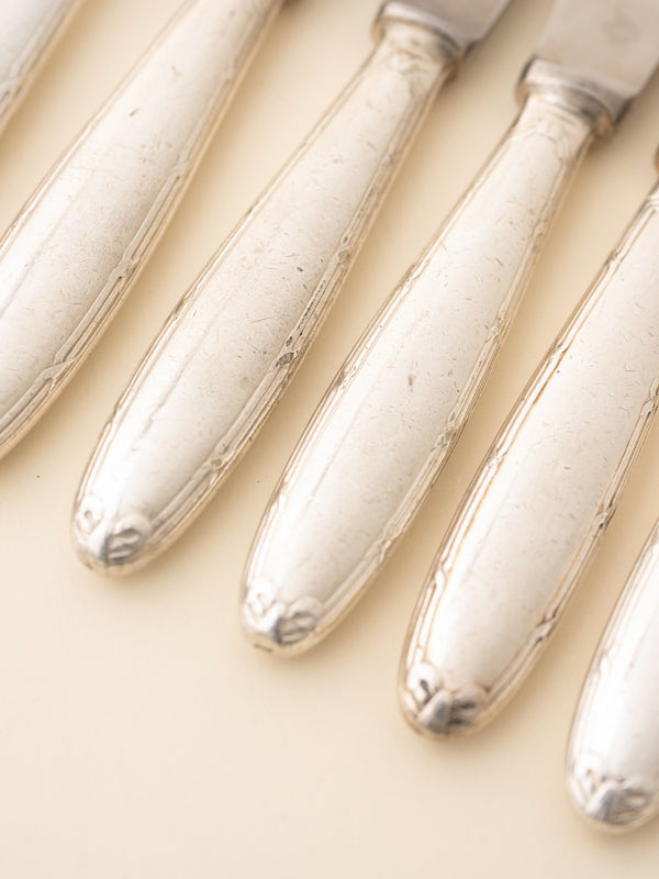 Vintage Silver Christofle Rubans Table Knives, Set of 6