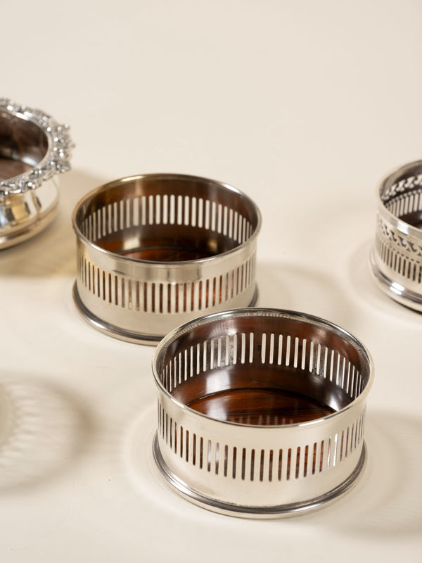 Vintage Silver Plate Wine Coasters