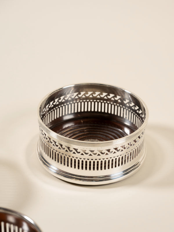 Vintage Silver Plate Wine Coasters
