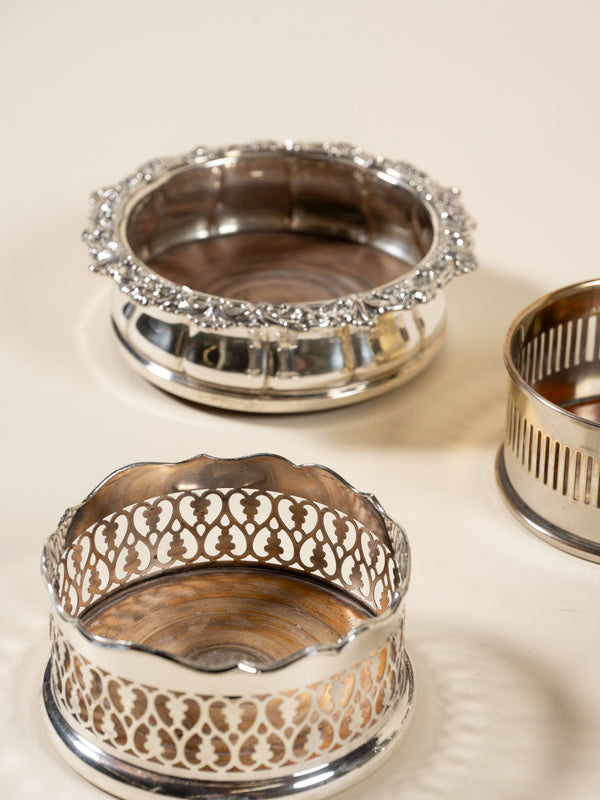 Vintage Silver Plate Wine Coasters