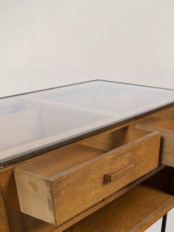 Vintage Trapezoid Oak Chest