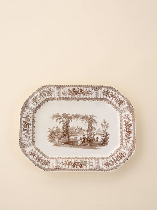 Wedgwood Brown Transferware Staffordshire Platter, Bower 1878
