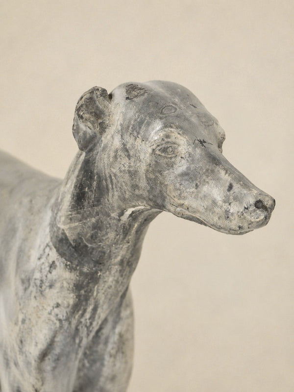 Antique English Cast Lead Sculpture of Standing Whippet