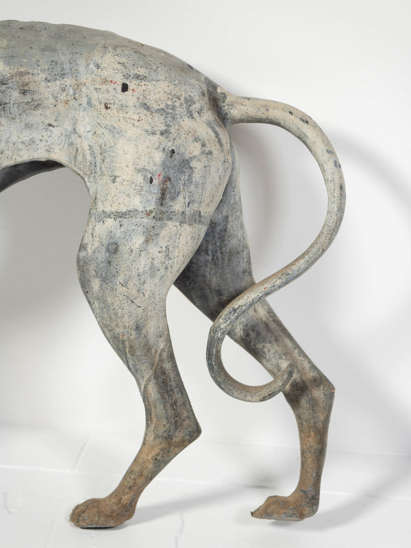 Antique English Cast Lead Sculpture of Standing Whippet