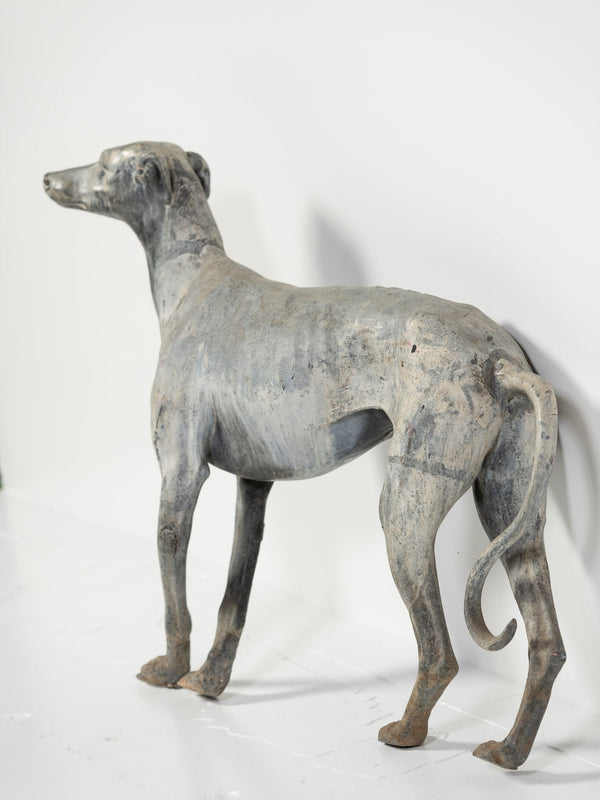 Antique English Cast Lead Sculpture of Standing Whippet