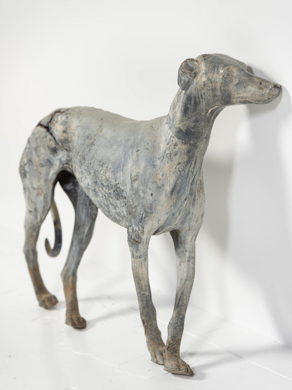 Antique English Cast Lead Sculpture of Standing Whippet
