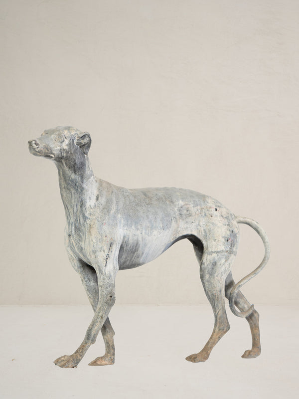 Antique English Cast Lead Sculpture of Standing Whippet