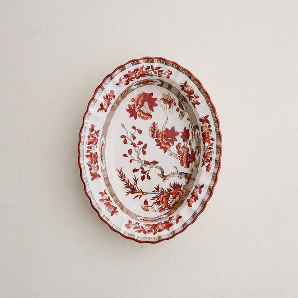 Spode Indian Tree Oval Serving Platter, Orange Rust