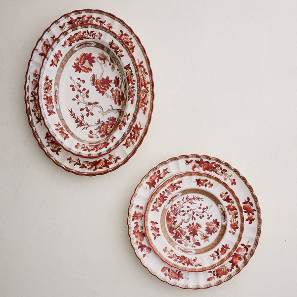 Spode Indian Tree Oval Serving Platter, Orange Rust