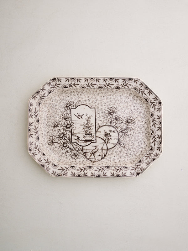 Ridgway Transferware Platter Brown Devonshire Staffordshire 1884