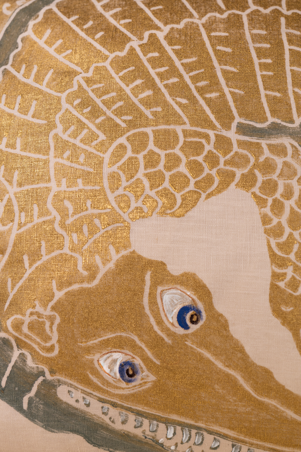 Alligator Printed Linen Pillow