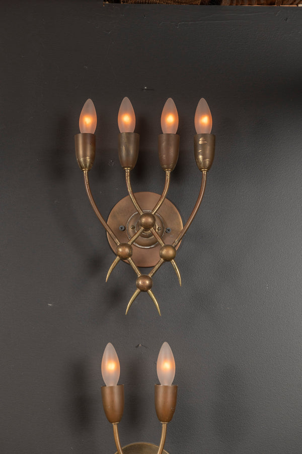 Italian Guglielmo Ulrich brass Sconces, Pair