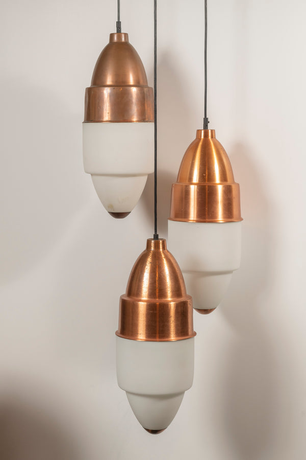 Stilnovo Copper & Opaline Pendants