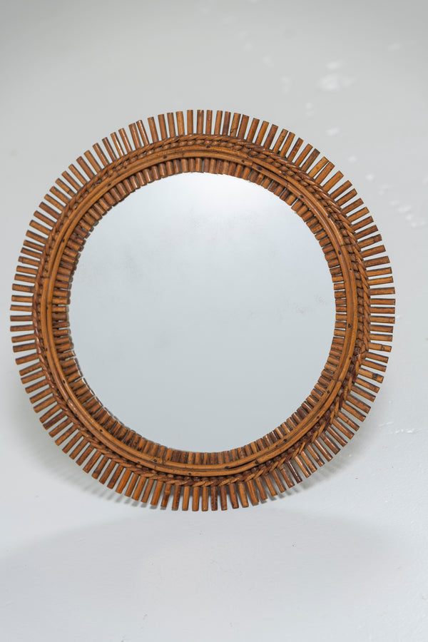 Mid-Century Modern Bamboo, Cane and Rattan Mirror