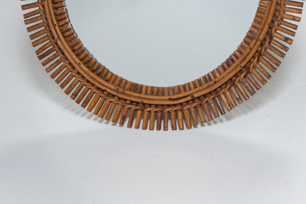 Mid-Century Modern Bamboo, Cane and Rattan Mirror