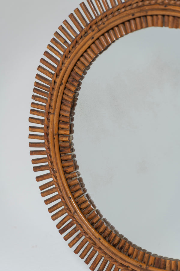 Mid-Century Modern Bamboo, Cane and Rattan Mirror