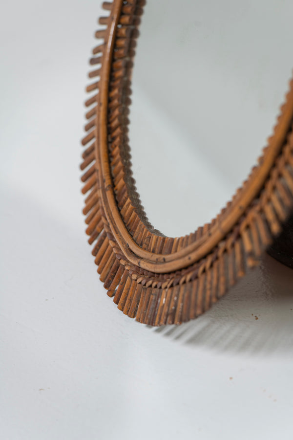 Mid-Century Modern Bamboo, Cane and Rattan Mirror