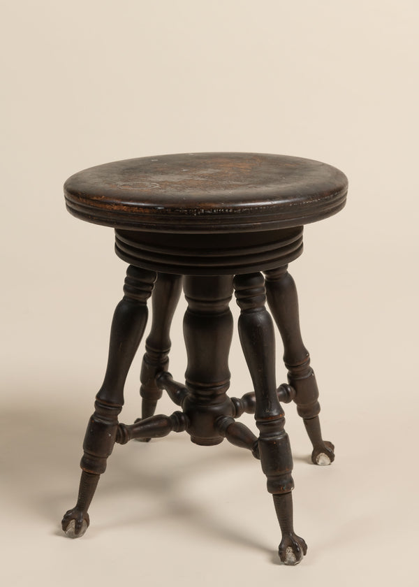 Victorian Adjustable Piano Stool with Claw Feet, USA, 1890s