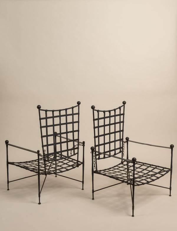 Pair of Midcentury Modern Italian Wrought Iron Garden Chairs