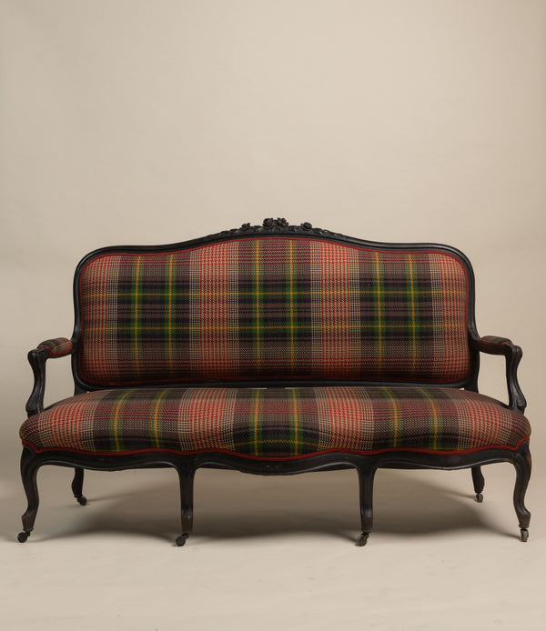 French Settee in Plaid, c. 1900