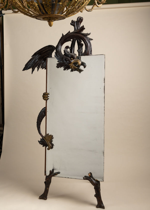 Antique Carved Floor Mirror