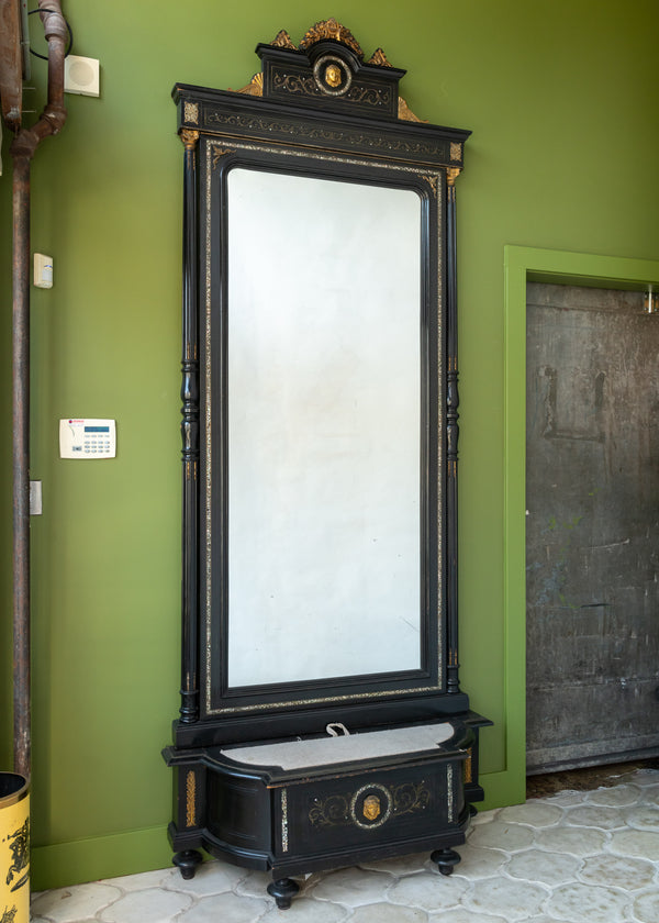 Antique French Ebonised Dressing Mirror