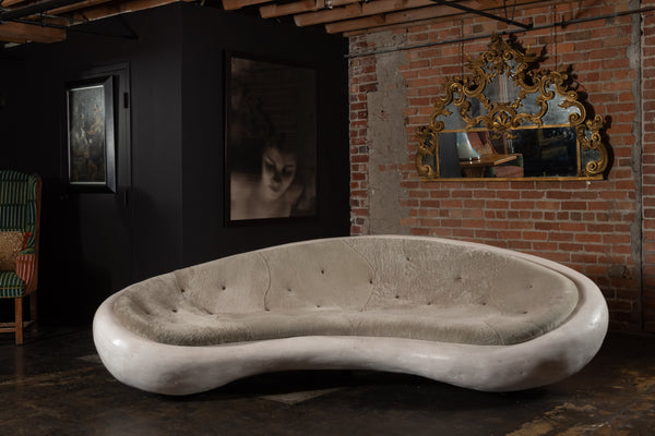 Rogan Gregory Custom Sofa in Marble Composite with Upholstered Shearling