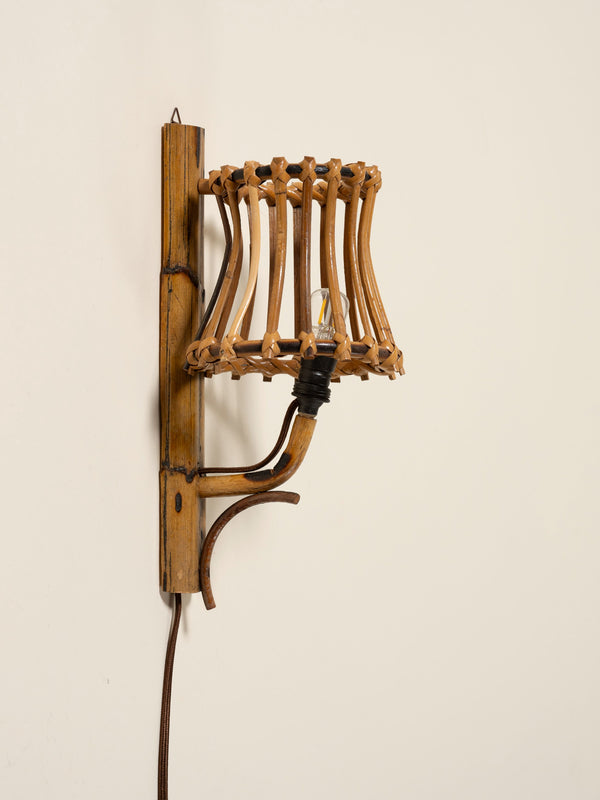 Mid-Century Italian Rattan Sconces