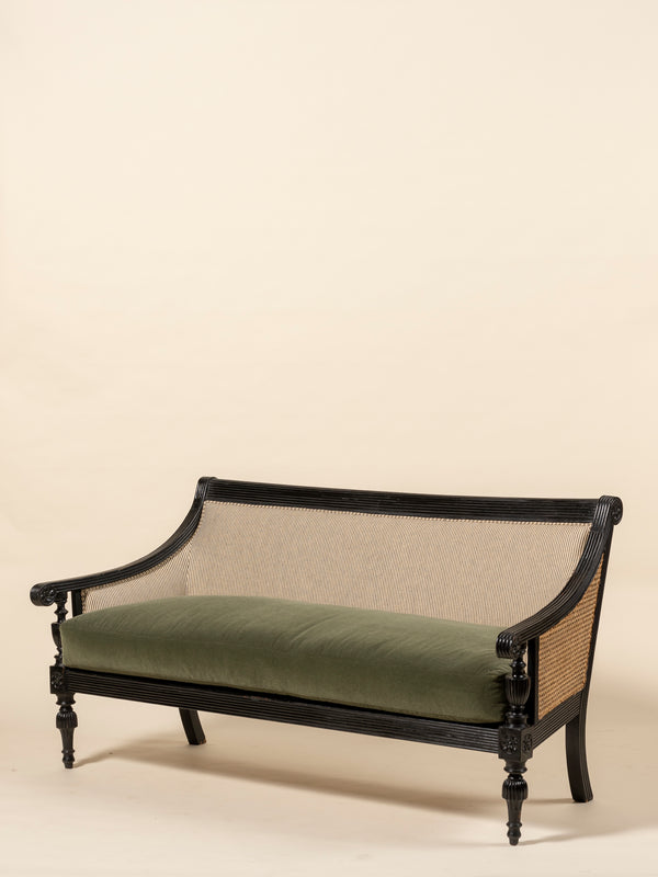 Ebony Bench with Striped Upholstery