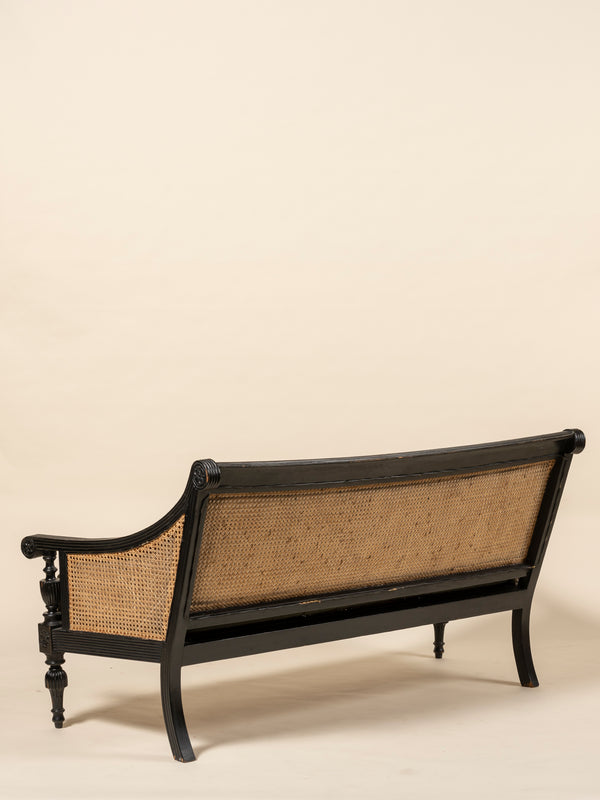 Ebony Bench with Striped Upholstery