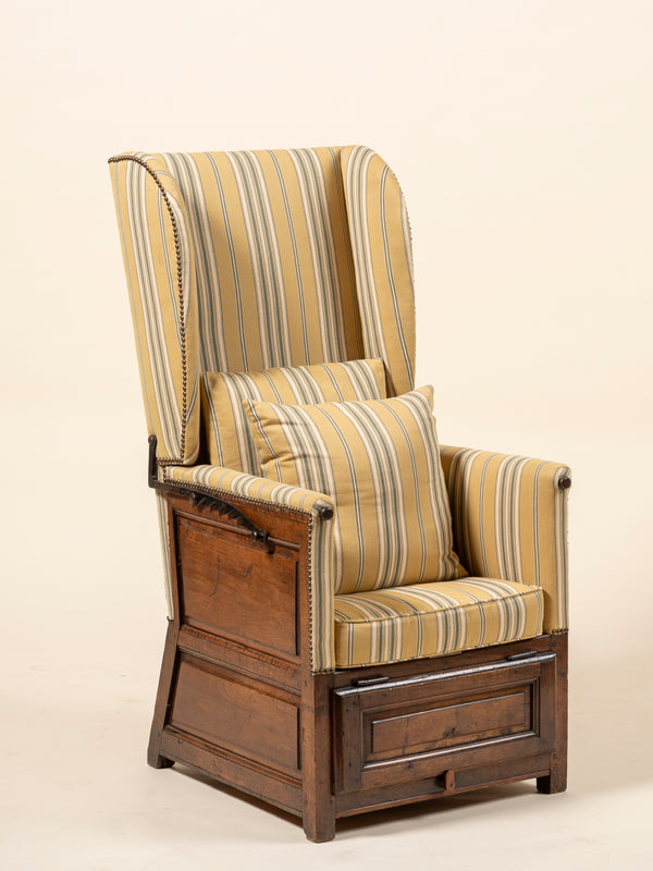 Exposed Wood and Upholstered  Lambing Chair
