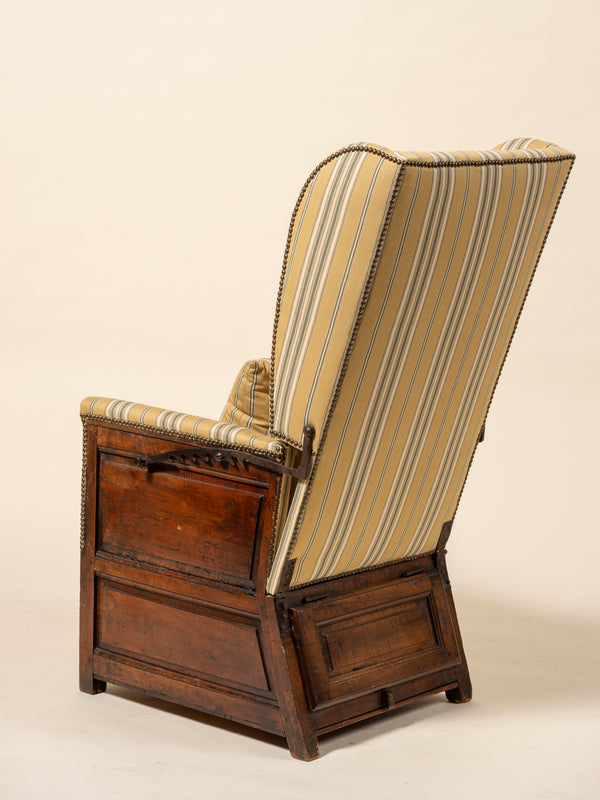 Exposed Wood and Upholstered  Lambing Chair
