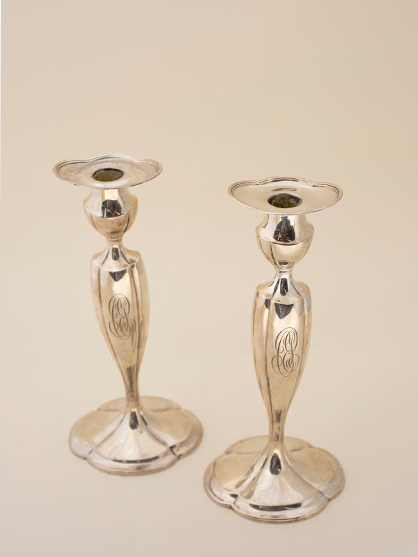 American Sterling Black Starr Frost Candlesticks