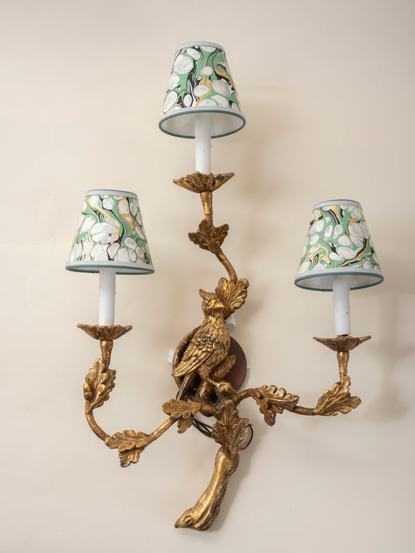 Gold Bird Sconces, Pair