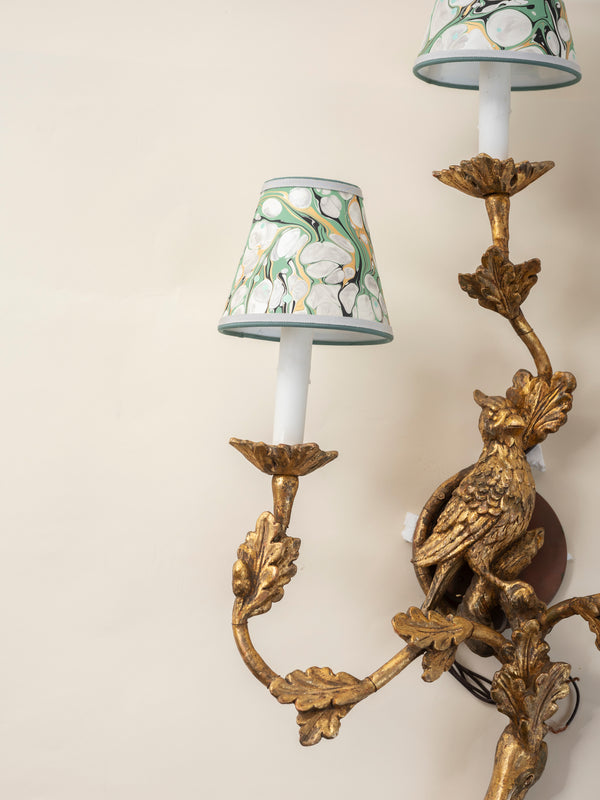 Gold Bird Sconces, Pair