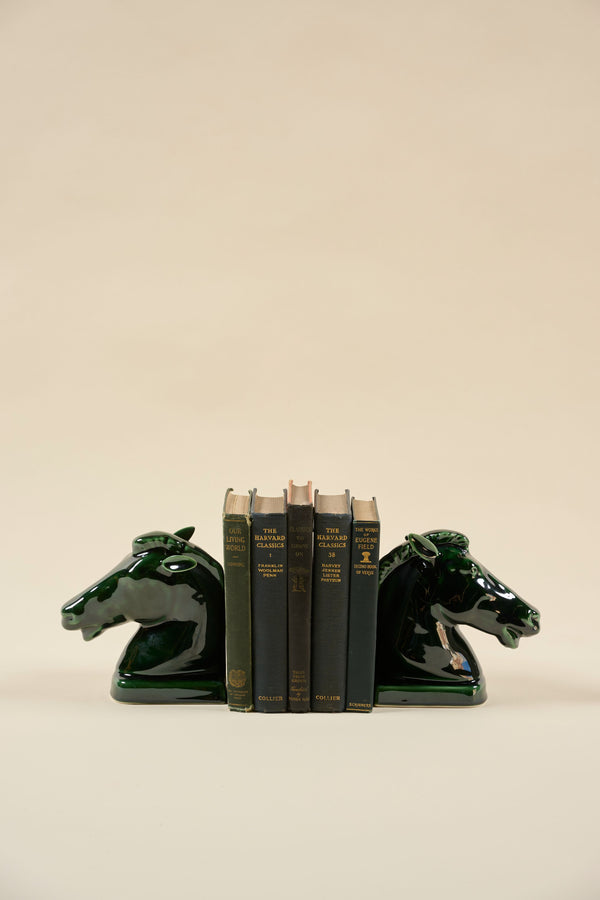 Green Horse Head Bookends