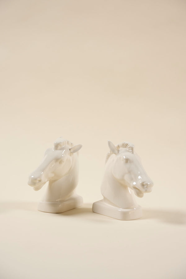 Ivory Horse Head Bookends