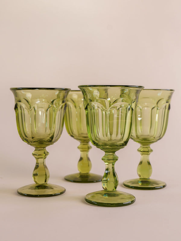 Old Williamsburg Verde Water Goblets - Set of 4