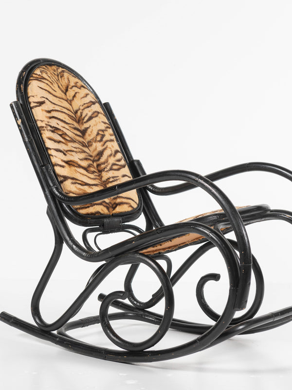 Vintage Ebonized Bentwood Rocking Chair, Thonet, Circa 1920