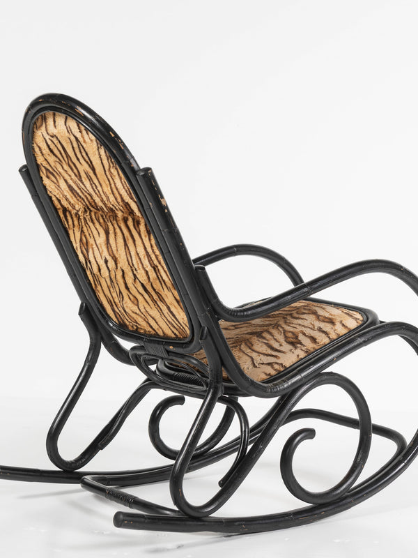 Vintage Ebonized Bentwood Rocking Chair, Thonet, Circa 1920