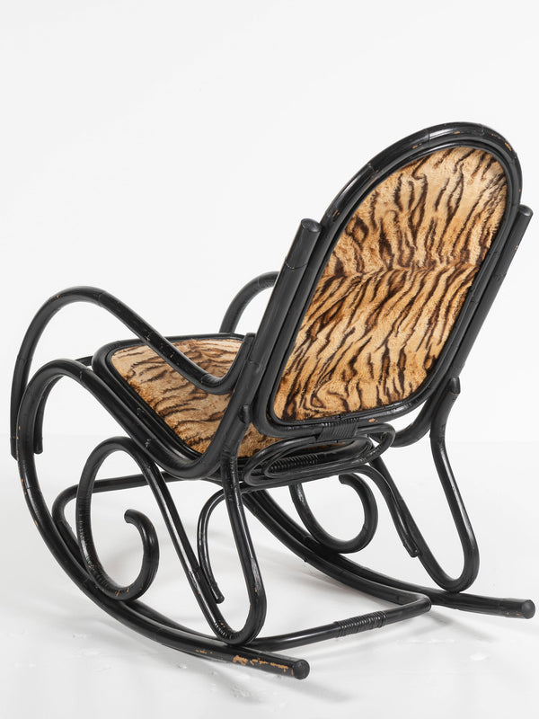 Vintage Ebonized Bentwood Rocking Chair, Thonet, Circa 1920