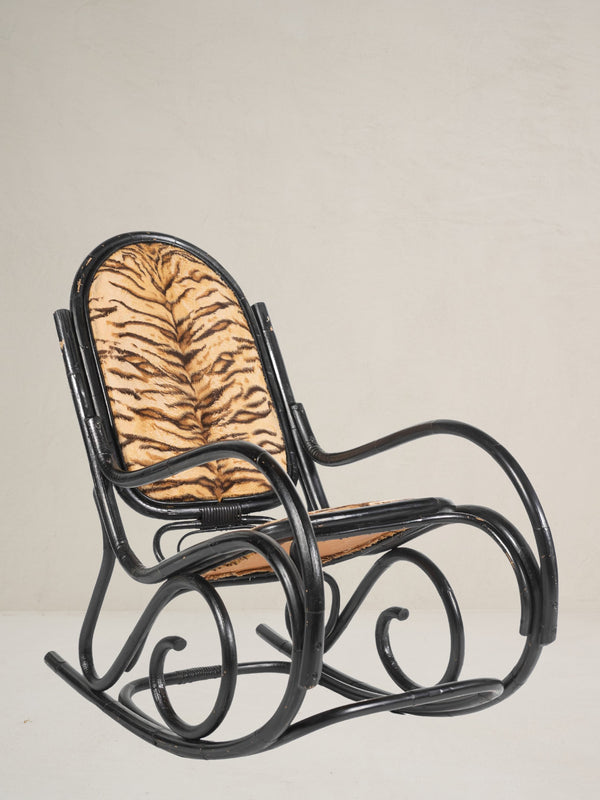 Vintage Ebonized Bentwood Rocking Chair, Thonet, Circa 1920