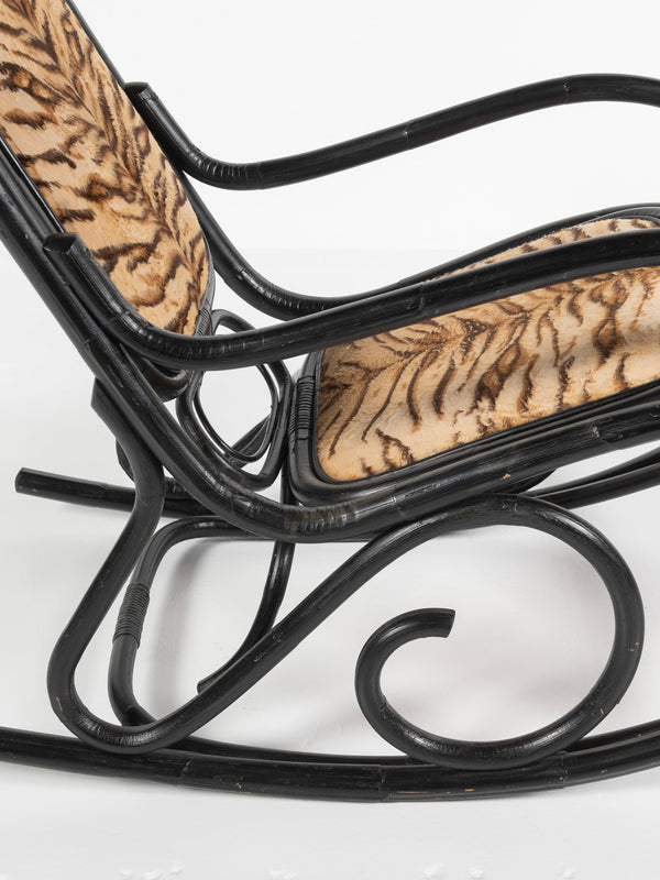 Vintage Ebonized Bentwood Rocking Chair, Thonet, Circa 1920